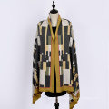 New arrival winter fake cashmere scarf color block with little tassels pashmina poncho